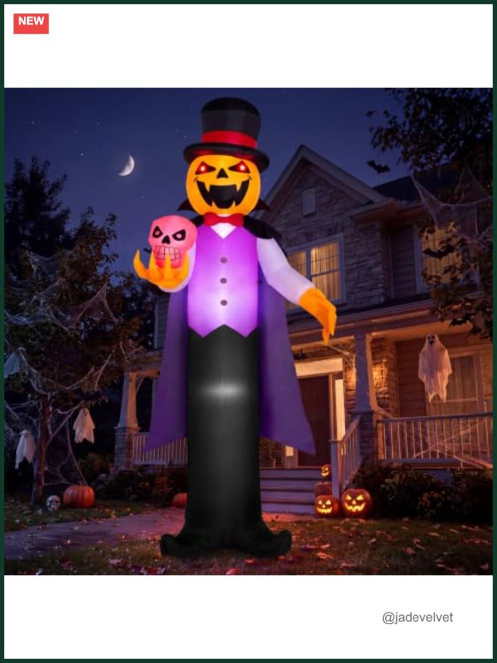 12FT Halloween Inflatable Pumpkin Vampire Ghost with LED Eyes